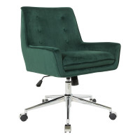 OSP Home Furnishings QUN26-V36 Quinn Office Chair in Emerald Green Velvet with Chrome Base